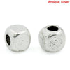 BD047 - 200 pcs. Antique Silver Alloy Smooth Cube Cuboid Spacer Beads - 4mm x 4mm