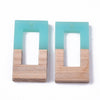 P2086 - 10 pcs. Assortment of Resin and Wood Rectangle Flat Pendant - 38mm x 20mm - (1.5" x 0.8") - Great for Earrings and Necklaces!