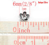 BD470 - 300 pcs. Antique Silver Flower Bead Caps - 5 Petals - 6mm x 6mm