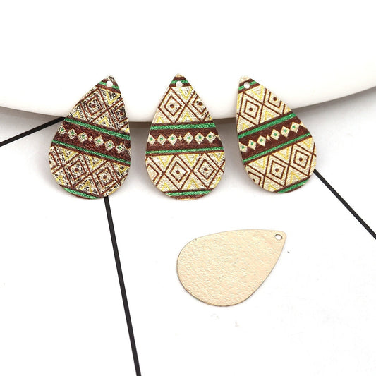 P962 - 10 pcs Gold Plated Multicolor Teardrop Metal Enamel Dangle Charms Pendants - 28mm x 18mm - 1.1" - Kite - Sparkledust - For Earrings