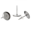 E175A - 30 pcs. 304 Stainless Steel Earring Posts Studs Settings Bezels Cabochons Tacks - 8mm Glue Pad Setting - Silver Tone