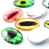 CA565 - 10 pcs Oval Dragon Cat Eyes Glass Round Dome Seals Tiles Cabochons - 25mm x 18mm - Assortment - 25x18mm - 5mm Thick