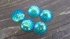 CA478 - 5 pcs Mermaid Fish Scales Resin Carved Embellishment Cabochons Aqua Blue Multicolor - 25mm (1 in)