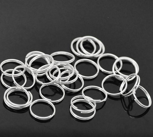 J100 - 100 pcs Double Rings - Silver Plated Split Jump Rings - 12mm - 21 Gauge (0.7mm Thick)