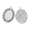 P661 - 10 pcs. Antique Silver Oval Pendant Picture Photo Frame Bezel Setting Pendants Charms - Fits 25mm x 18mm - 25x18mm - Cabochons / Cameos