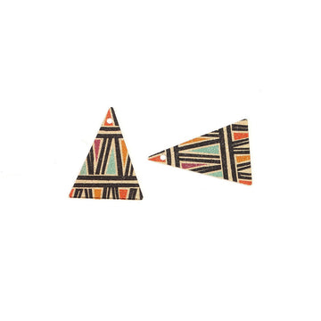 P695 - 10 pcs Gold Plated Multicolor Enamel Triangle Metal Dangle Charms Pendants - 25mm x 18mm - 1" - Isosceles - For Earrings, Necklaces, Dangles