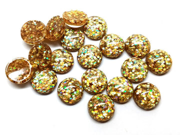 CA226 - 10 pcs Druzy Resin Embellishment Cabochons - 12mm - Glitter Style - Yellow - Multicolor