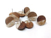 E801 - 6 pcs Wood and Resin Alloy Earring Posts Studs Tacks - 15mm - Silver Tone - Gold Metal Foil - Hole: 1.5mm - Rubber Backs Included!