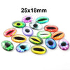 CA565 - 10 pcs Oval Dragon Cat Eyes Glass Round Dome Seals Tiles Cabochons - 25mm x 18mm - Assortment - 25x18mm - 5mm Thick