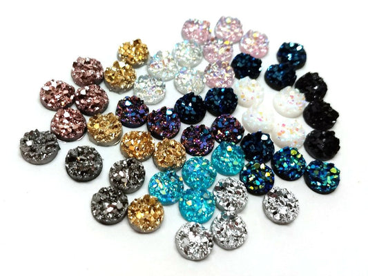 CA305 - 10 pcs Druzy Resin Embellishment Cabochons Assortment - 8mm