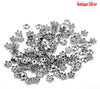 BD470 - 300 pcs. Antique Silver Flower Bead Caps - 5 Petals - 6mm x 6mm