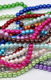 BD121 - 6mm Silver Grey Glass Pearl Imitation Round Beads - 32 inch strand - Approx. 120 pieces - Hole Size: 1mm