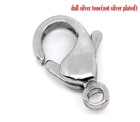 CL040 - 10 pcs. 304 Stainless Steel Lobster Clasps - 12mm x 7.5mm - Tarnish Resistant! - Claw Clasps