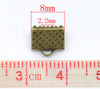 CR028 - 100 pcs. Antique Bronze Textured Ribbon Crimp End Caps - 8mm x 8mm - Great for 8mm Ribbons and Cords!