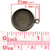 P628 - 10 pcs. Antique Bronze Pendant Circle Posts Settings Bezels Cabochons - 16mm Glue Pad Setting