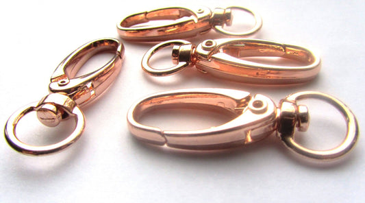CL065B - LARGE - 20 pcs. Rose Gold Plated Lobster Swivel Clasps for Key Ring - 41 x 14mm - Claw Clasps