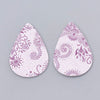 P798 - 10 pcs. Purple Filigree Floral Faux Leather Dangle Charms Pendants - Teardrop - 55mm (2.17") - Double Sided - Great for Earrings
