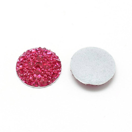 CA031B - 100 pcs Druzy Resin Embellishment Cabochons Pink Red - 12mm - Shimmer Style