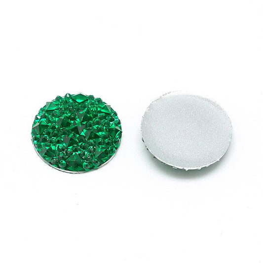 CA111 - 10 pcs Druzy Resin Embellishment Cabochons Green - 10mm - Shimmer Style