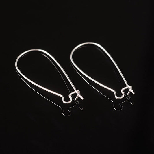 E779 - 100 pcs (50 Pairs) Silver Plated Copper Kidney Earwire Earring Hooks - 33mm x 14mm - LARGE - 19 Gauge (0.9mm)