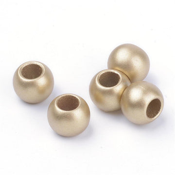 BD687 - 100 pcs Golden Matte Smooth Acrylic Ball Spacer Beads - 11.5mm - Large Hole: 5.5mm - Fits European Cords and Paracord!