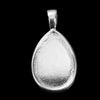 P439 - 5 pcs. Silver Plated Teardrop Bezel Cabochon Pendant Tags Trays - 25mm x 18mm Glue Pad - 25x18mm - 18x15mm