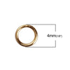 J141A - 50 pcs 304 Stainless Steel Open Jump Rings 4mm - 24 Gauge (0.6mm Thick) - Gold Tone - High Quality