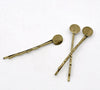 H063 - 100 pcs. Antique Bronze Bobby Pins - 8mm Glue Pad