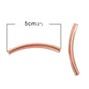 BD559 - 100 pcs Rose Gold Plated Noodle Tube Long Thin Smooth Curved Beads - 50mm x 5mm (2" x 0.2") - Hole Size: 4.2mm -Made of Copper! High Quality