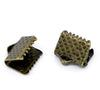 CR028 - 100 pcs. Antique Bronze Textured Ribbon Crimp End Caps - 8mm x 8mm - Great for 8mm Ribbons and Cords!