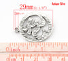 P594 - 10 pcs. Antique Silver Ohm OM Symbol Charms Pendants - 29mm X 25mm (1.14" x 1") - LARGE