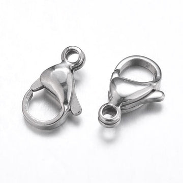 CL041 - 10 pcs. 316 Stainless Steel Lobster Clasps - 13mm x 8mm - Hypoallergenic! Tarnish Resistant! - Claw Clasps