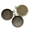 P628 - 10 pcs. Antique Bronze Pendant Circle Posts Settings Bezels Cabochons - 16mm Glue Pad Setting