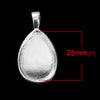 P439 - 5 pcs. Silver Plated Teardrop Bezel Cabochon Pendant Tags Trays - 25mm x 18mm Glue Pad - 25x18mm - 18x15mm