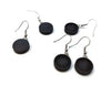 E802 - 10 pcs. 304 Stainless Steel Silver Tone Earring Dangle Hooks Settings Bezels Cabochons - 12mm Glue Pad Setting - Wood Trays - Black