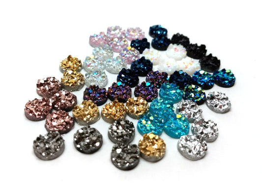 CA305 - 10 pcs Druzy Resin Embellishment Cabochons Assortment - 8mm