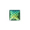 CA411 - 8 pcs Mermaid Fish Scales Resin Carved Embellishment Cabochons Green AB - Square - 16mm