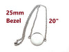 N215 - 3 pcs. 304 Stainless Steel Silver Tone Chain Necklaces - 20" (50.8cm) - 25mm Bezel - Tarnish Resistant!