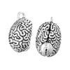P358 - 1 pc. Antique Silver Anatomical Organ Brain Cerebrum Medical Charms Pendants - 36mm X 23mm - (1 3/8" x 7/8") - 3D - Double Sided - LARGE