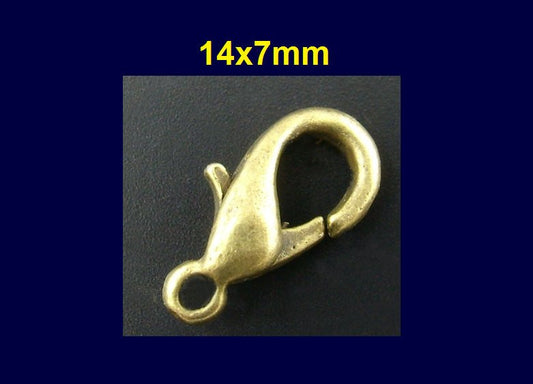 CL042 - 50 pcs. Antique Bronze Lobster Clasps - 14mm X 7mm - Claw Clasps