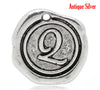 P629 - 35 pcs. Antique Silver LARGE Letter "Q" Alphabet Letter - 18mm x18mm - Wax Design