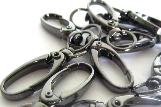 CL067B - 20 pcs. Gunmetal Lobster Swivel Clasps for Key Ring - 41 x 14mm (1 5/8 inch) - Claw Clasps