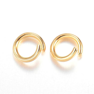 J221 - 50 pcs 304 Stainless Steel Open Jump Rings 6mm - 18 Gauge (1mm Thick) - Gold Plated - High Quality!
