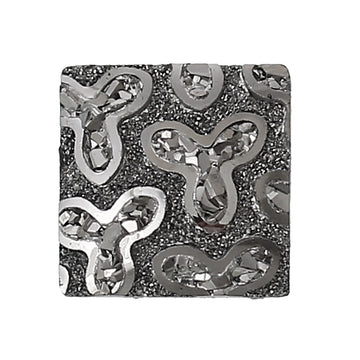 CA032 - 10 pcs Druzy Resin Embellishment Cabochons Dark Grey Gray Silver Gunmetal - Flower Design - 10mm - Square