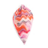 P799 - 10 pcs. Pink Orange Multicolor Faux Leather Dangle Charms Pendants - Pinch Leaf - Silver Tone Jump Ring - 63mm (2.5") - Double Sided - Waves
