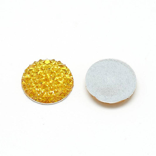 CA112 - 10 pcs Druzy Resin Embellishment Cabochons Yellow - 12mm - Shimmer Style