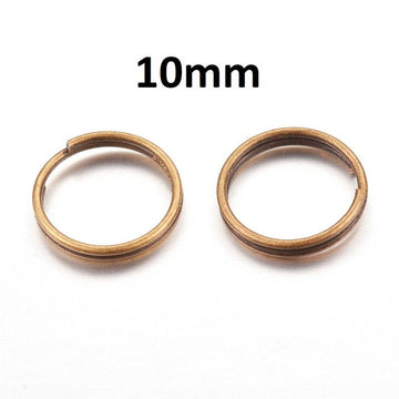 J703 - 100 pcs Double Rings - Antique Bronze Split Jump Rings - 10mm - 21 Gauge