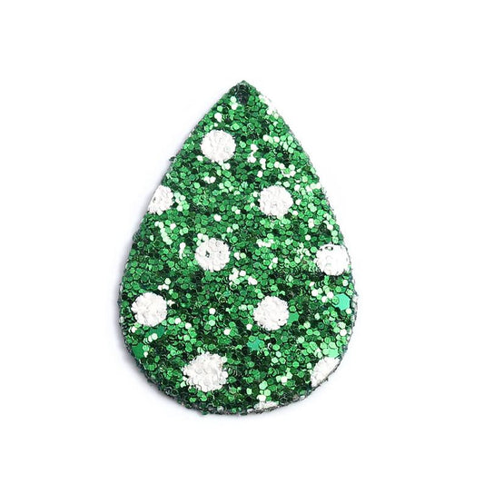 P1175 - 10 pcs. Assortment of Glitter Faux Leather Dangle Charms Pendants - Teardrop - 39mm (1.53") - Great for Earrings and Dangles! Double Sided