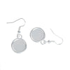 E100 - 10 pcs. Silver Plated Earring Dangle Hooks Settings Bezels Cabochons - 12mm Glue Pad Setting