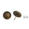 E120 - 50 pcs. Antique Bronze Earring Posts Studs Settings Bezels Cabochons Tacks- 12mm Glue Pad Setting - Flat Base Tray